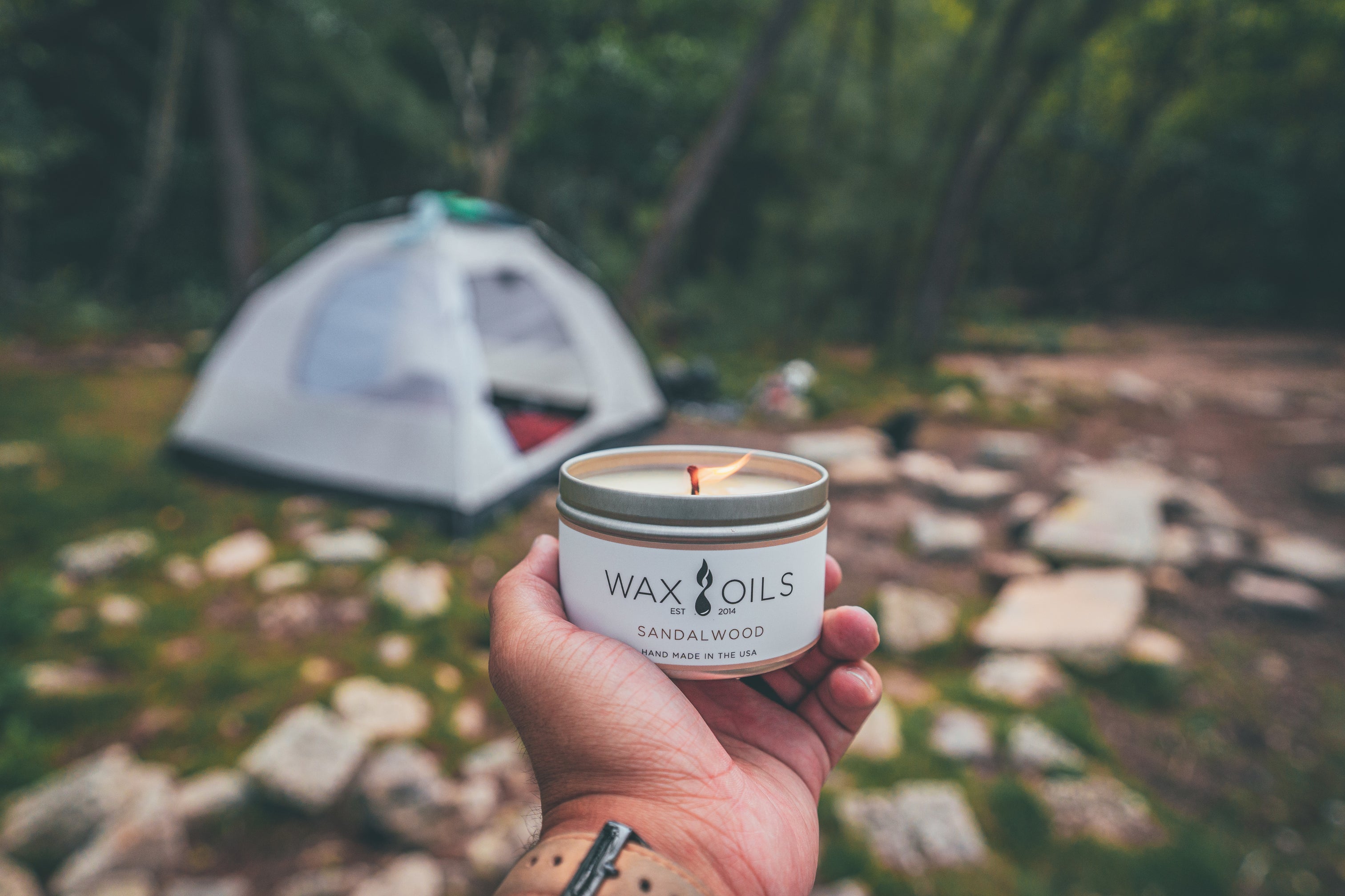 tent candle Sandalwood Soy Candle – Wax & Oils