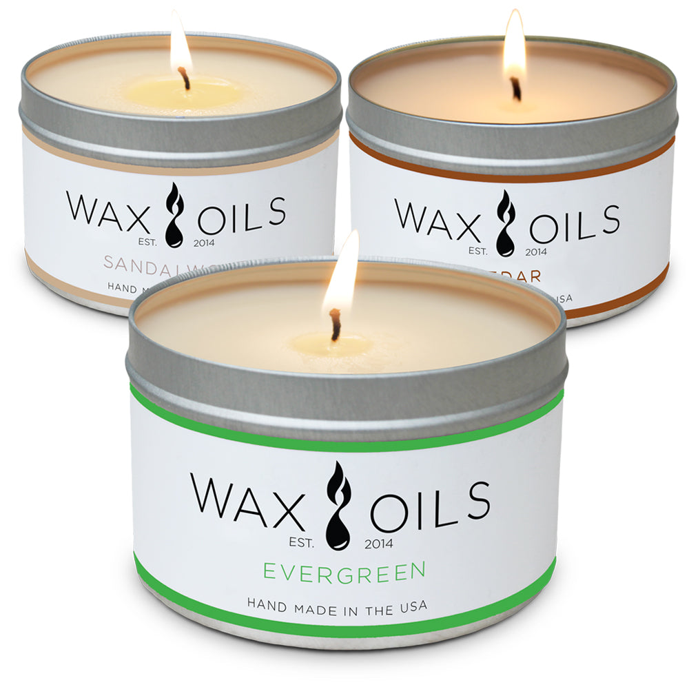 wax and oils scented candles 3 pack cedar evergreen sandalwood